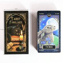 Mysterious Black Cat Tarot Card, Animal Companion - Black Cat, Candle, Ancient Book Elements, Full Of Fantasy And Magic, Beginners, Cat Lovers, Magic Performers Props, Halloween Special Card - Black - View 3