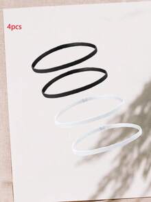 女士 Bandana 4 件弹性运动头带，防滑加厚瑜伽健身头带，男女通用，跑步弹力运动发带，健身发饰