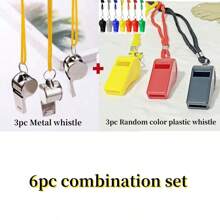 1pc/3pcs/5pcs Durable Metal Whistles - Loud & Clear Non-Pealess Design, Suitable For Sports, Coaching, And Outdoor Adventure, Stainless Steel Whistles With Bright Surface, High Sound Quality, Black Rope And Yellow Rope For Referees, Coaches, And Use, Providing Crisp Sound Clarity For Sports Officials, Hikers, And Pet Trainers