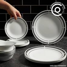 Local Delivery-Corelle Vitrelle 6-Piece Salad Appetizer Plate Set, Triple Layer Glass And Chip Resistant, 6-3/4-Inch Lightweight Round Plates, Winter Frost White - Brasserie - View 2