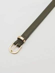 Youth Fashion Women's Waist Belt D Letter Minimalist Versatile PU Leather Belt - Dark Green - View 2