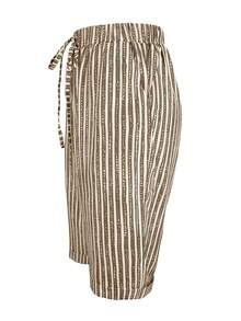 (Estampado no localizado) Pantalones cortos casuales hasta la rodilla con cordón, bolsillo y retorcido a rayas