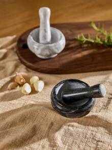 Cirelle 1 Set Of 3.5-Inch Marble Mortar And Pestle Set, Suitable For Grinding Pills, Spices, Garlic, Small Grinder Bowl, Kitchen Supplies (White, Black), Rama Kitchen Essentials, High-End Gifts, Special Gift, Gifts For Parents, Gifts For Teacher