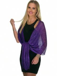 Metallic Glitter Shawl Wrap For Evening Dresses And Weddings - Màu tím - Xem 9