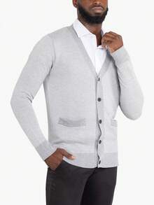 Men's Herringbone Cardigan Sweater - Off Wht/H Grey - View 3