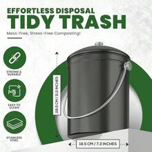 Utopia cubeta de composta de cocina para encimera de cocina 1.3 galones para cocina con tapa incluye 1 filtro de carbón de repuesto gris - gris - Ver 3