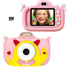 Cámara digital para niños, video HD 1080P y doble cámara de selfie, pantalla de 2.4" con funda de silicona suave, regalo perfecto de cumpleaños y Navidad para niños y niñas de 3 a 12 años (con tarjeta de 32GB)