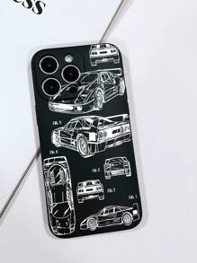 1pc Matte Texture Black TPU Protective Phone Case With Cute Car Pattern, Compatible With IPhone 15/15 Pro/15 Plus/15 Pro Max, IPhone 16/16 Pro/16 Plus/16 Pro Max, Galaxy S23 Ultra/A14/A24, Redmi Note 12 Pro