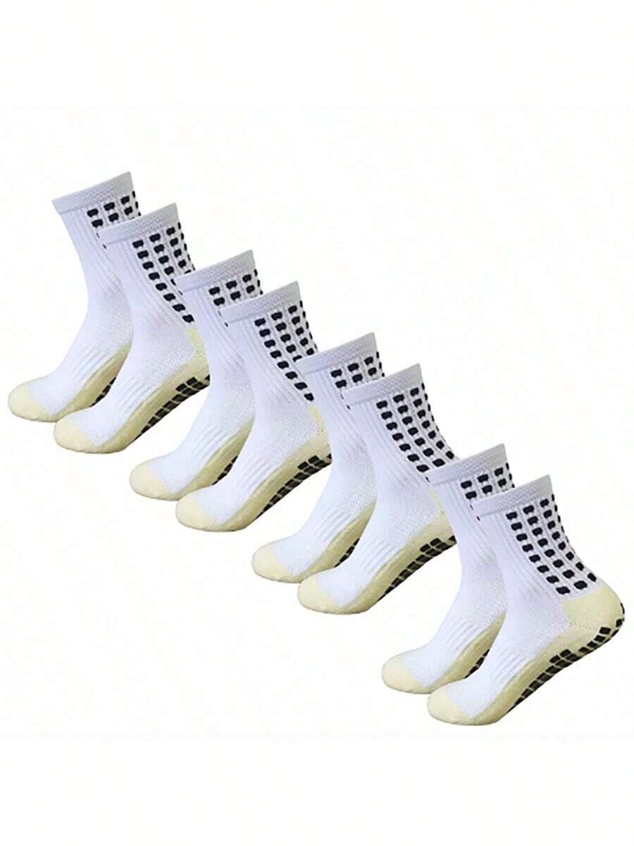 4 Pairs Men's Football/Soccer Socks, Anti-Slip With Grip Pads, Suitable For Football, Basketball And Other Sports, Excellent Anti-Slip Performance - Multicolor - View 1