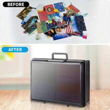 4"X6" Photo Box, 16 Slots Plastic Photo Storage Container, Photo Organizer Box, Multi-Function Portable Photo Organizer, Storage Box