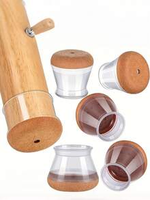 4 件透明椅腿保护套，浅棕色毡垫 - 方形硅胶桌椅腿套，透明硅胶椅腿套带毡垫 - 防刮擦和降噪地板保护套，硅胶椅腿保护套带毡垫用于地板保护 - 防滑家具垫，无噪音，耐刮擦 - 其他金属饰面，无需电源（颜色随机）