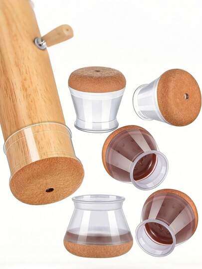 4pcs Clear Chair Leg Protectors, Light Brown Felt Pads - Square Silicone Table & Chair Leg Caps, Transparent Silicone Chair Leg Covers With Felt Pads - Scratch & Noise Reducing Floor Protectors, Silicone Chair Leg Protectors With Felt Pads For Floor Protection - Non-Slip Furniture Pads, Noiseless, Scratch-Resistant - Other Metal Finish, No Power Required (Random Color)