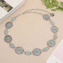 Metal Decor Waist Chain, Versatile Accessory For Women's Dresses, Long Chain For Women's Mini Dresses Fall, Autumn, Halloween - Silver - View 2