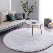 Sour Lemon Living Room Rugs, 160 X 160 Cm, Grey Round Rug For Bedroom, Washable, Non-Slip, Fluffy Rug, Shaggy, Soft Rugs, Mat For Hallway, Living Room - trắng - Xem 1