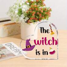 1pc Acrylic "Witch Lives Here" Heart-Shaped Sign - Witchy Home Decor, Suitable For Halloween, Birthday, Housewarming, Anniversary - Made Of Wood, Electricity-Free, Suitable For Christmas, Easter, 4th Of July - Great Gift For Women