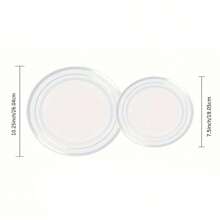 2/10/20/30/40/50pcs/Pack White Rimmed Plates, Salad Plates, Reusable And Suitable For Home, Outdoor, Wedding, Party, Summer Dining Events,School Supplies