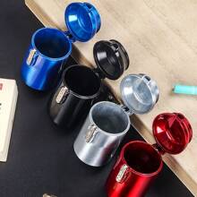 1 pieza Cenicero portátil de metal con forma asimétrica, adecuado para coche, dormitorio, sala de estar, regalos para hombres, Día de San Valentín, mujeres, artículos escolares, accesorios de fumar femeninos, almacenamiento de cigarrillos