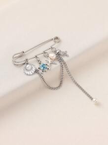 1pc Multi-Functional Brooch Pin, Turtle, Shell, Sea Star, Jellyfish, Hat, Cactus, High Heel Design, Fashionable Clothing Accessory
