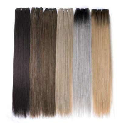 合成直发马尾接发，钩针编织合成Yaki直发全头接发