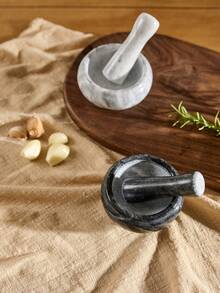 Cirelle 1 Set Of 3.5-Inch Marble Mortar And Pestle Set, Suitable For Grinding Pills, Spices, Garlic, Small Grinder Bowl, Kitchen Supplies (White, Black), Rama Kitchen Essentials, High-End Gifts, Special Gift, Gifts For Parents, Gifts For Teacher