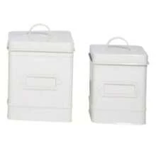 White Bread Bin - Black Tea Coffee Sugar Canisters Set – 5 Piece Kitchen Bread Box With Biscuit Tea Sugar And Coffee Containers Set – Rectangular Shape Bread Storage Jars & Canisters - White - View 3