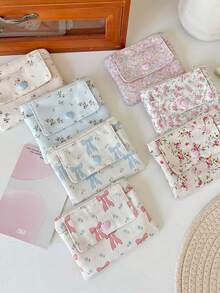 1 Buah Tas Kartu Motif Bunga Dua Lapis Serbaguna dengan Dompet Koin Kapasitas Besar, Tas Barang Serbaguna, Tas Penyimpanan Kartu Identitas, Kartu Bank, Tas Penyimpanan Headphone, Penting untuk Belanja dan Bepergian, Lucu, Ringkas dan Portabel, Hadiah Ulang Tahun - MultiWarna - View 3