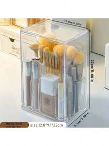 Adjustable Clear Acrylic Makeup Brush Holder With Compartments – Expandable Cosmetic Organizer For Vanity, Countertop Storage Box With Multiple Slots, Ideal Birthday Or Valentine'S Gift, Makeup Brushes