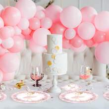 10 件/20 件/40 件/60 件/套，芭蕾舞派对用品盘子、杯子和纸巾，适用于公主舞蹈主题 1 岁 2 岁生日派对装饰可爱粉色芭蕾舞裙新生儿洗礼餐具套装纸盘餐巾杯套装，可供 10 位客人使用 - 彩色 - 查看 3