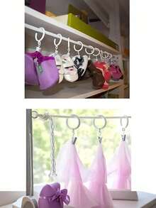 20pcs Metal Curtain Rings With Clips, Curtain Hook Clips, Curtain Hanging Rings With Rings,Suitable For Curtain Rods With A Diameter Less Than 3.2 Cm - White - View 3