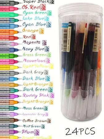 24/12 件套彩色凝胶笔、液体墨水圆珠笔、绘画和书写用品、学校用品、返校