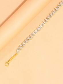 1pc Luxury Style Rhinestone Anklet With Inlay And Shape For Women Summer Beach Ankle Foot Chain - Gold - View 2