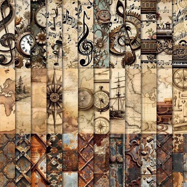 24 Sheets 6"X6",6 Options Basic And Creative Background Papers,Rusty Mental,Vintage Maps, Oh Honey,Steampunk Music,Vinatge Flowers,Blue Print And Engineer Draft,Decorative Scrapbook Paper, Ideal For Cardmaking Paper,Junk Journal Supplies,Album,Photo,Envelope Festival Decoration,Assorted-Colors Pattern Paper Pack Supplies,Decorative Craft Paper, For Teens, Girls, Adults And Friends, Couples School Supplies,Back To School
