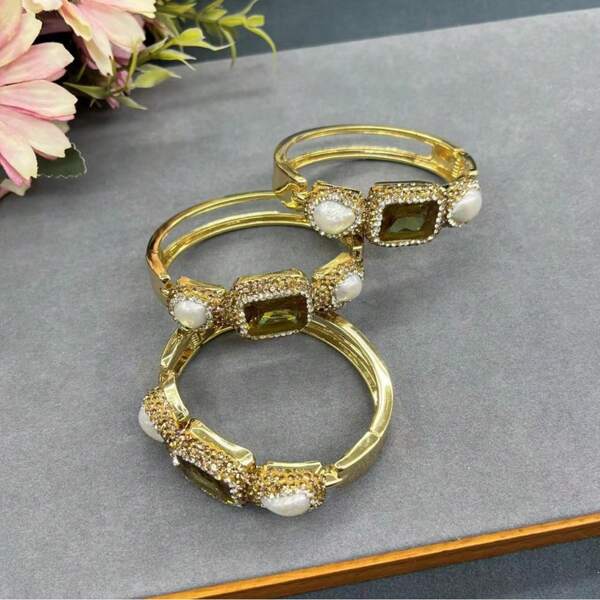 New Baroque Reborn Pearl Inlaid Natural Aquamarine Openable Bracelet, French Vintage Natural Stone Jewelry, Suitable For Gift