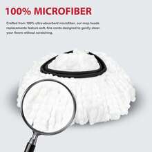 Spin Mop Replacement Set For O-Cedar EasyWring 1-Tank System, Includes 2 Mop Head Replacement, 1 Mop Handle (30-58in Adjustable 4-Section Pole), 1 Spin Mop Base