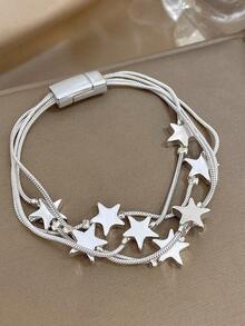 18K镀金不锈钢祖母绿和立方氧化锆手镯套装，略微偏大，可调节，适合作为母亲节礼物、教师节礼物、夏季旅行和海滩配饰、波西米亚风格珠宝、派对/舞会/日常佩戴、返校礼物、生日礼物、伴娘礼物、骄傲月配饰。 - 彩色 - 查看 7