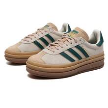 Adidas Originals 女款經典低筒運動鞋 GAZELLE BOLD W 輕量舒適透氣休閒運動鞋 ID7056 - 乳白/深綠/棕褐色 - 查看 7
