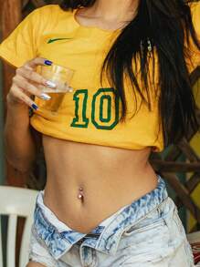 5pcs/Set Of Stainless Steel Short Style Classic Belly Piercing Jewelry Navel Rings For Women, Heart Shaped Flower Shining Exquisite Zirconia Inlay Valentines,Mom's Day Gift