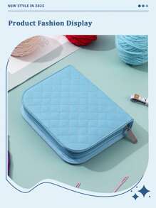 1pc Plain Minimalist Crochet Tool Storage Bag, Sewing Tool Organizer With Large Capacity, Convenient For Knitting Hobbyists And Beginners