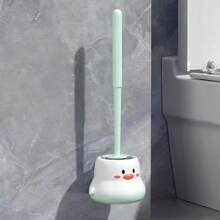 1 pieza Cepillo de baño con diseño tierno de lechón y pollito, juego de cepillos de limpieza montados en la pared con ángulos de limpieza, herramienta de limpieza de baño y retrete, cepillo de retrete de limpieza profunda mágica