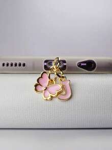 1pc创意粉色蝴蝶字母/欧式26个大写字母缩写/手机防尘塞/装饰/挂件/吊坠/手机挂钩/精致/节日使用保护您的设备/适用于Type-C/Lighting（5-14）型号 - 粉色 - 查看 37