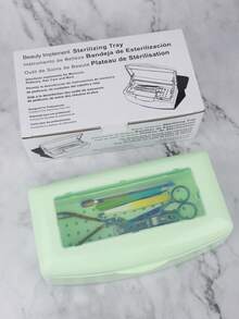 1pc Nail Sterilization Storage Box With Transparent Cover For Manicure Tools And Nail Polish Nail Tools Tweezers ,Durable Plastic Organizer For Nail Technicians & Estheticians, Salon Hygiene Solution, Efficient Disinfection System - Green - View 6