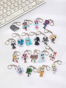 1 Pc Acrylic Cartoon Cute Dandy'S World Purple Video Game Theme Keychain Pendant Backpack Ornament/Bag Accessories/School Bag Accessories/Purse Pendant/Friend's Gifts Car Accessories Bag Charm Backpack For School - Multicolor - View 11