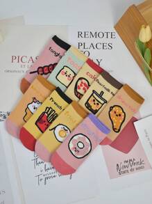 3Pairs/5Pairs Women Cartoon Graphic Printed Short Socks, Versatile & Fashionable For Spring, Summer, Fall