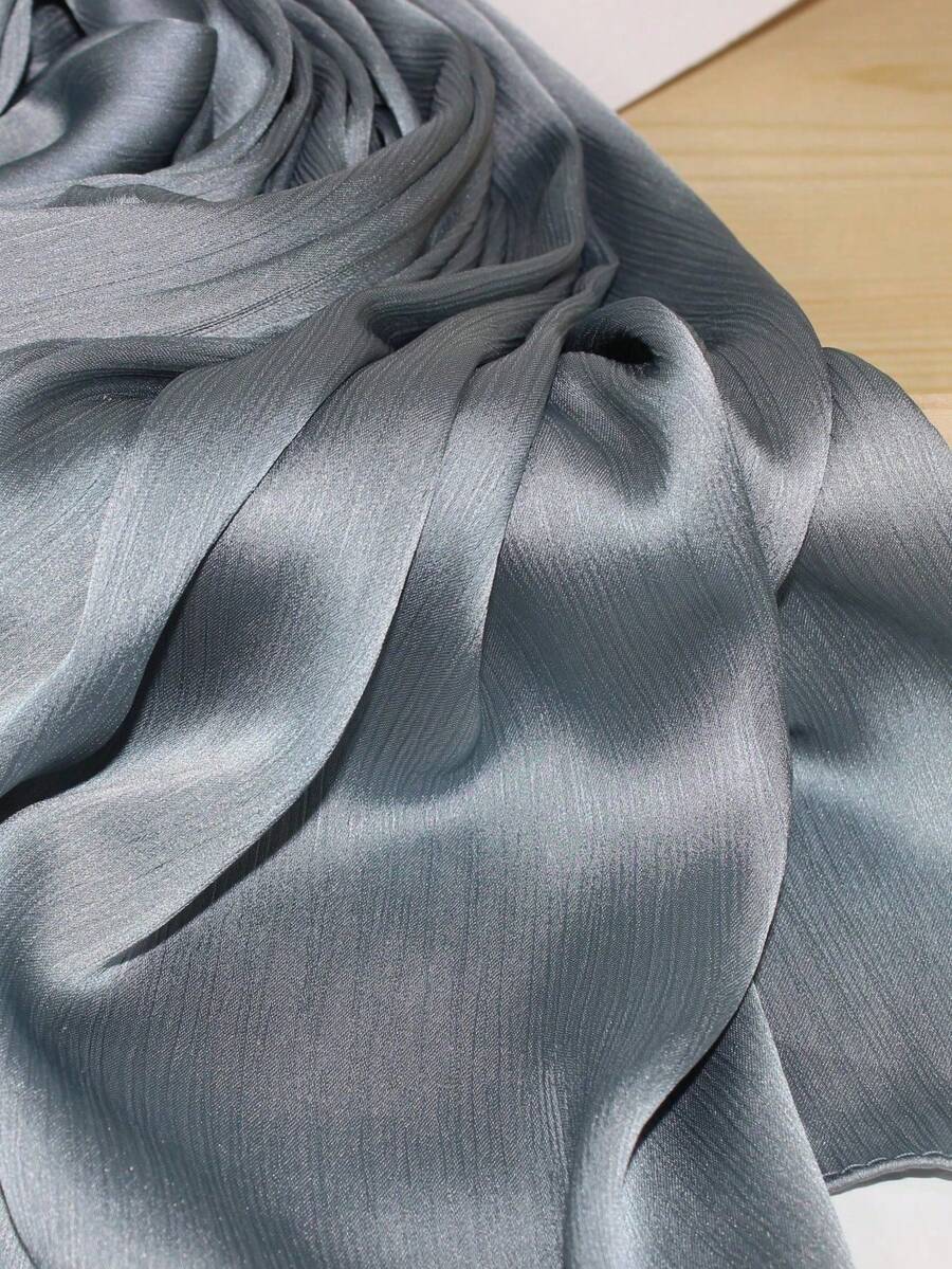 Crinkled Satin Headscarf, Single Or 2 Packs, No Gift Box Included - 50# Haze Blue - View 1