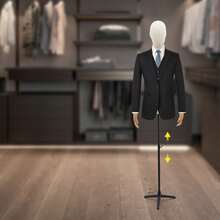 YUNRUX Men's Clothing Form Display Metal Stand Height Adjustable Clothing Form Mannequin 53-76 Inch Clothing Store Display Rack