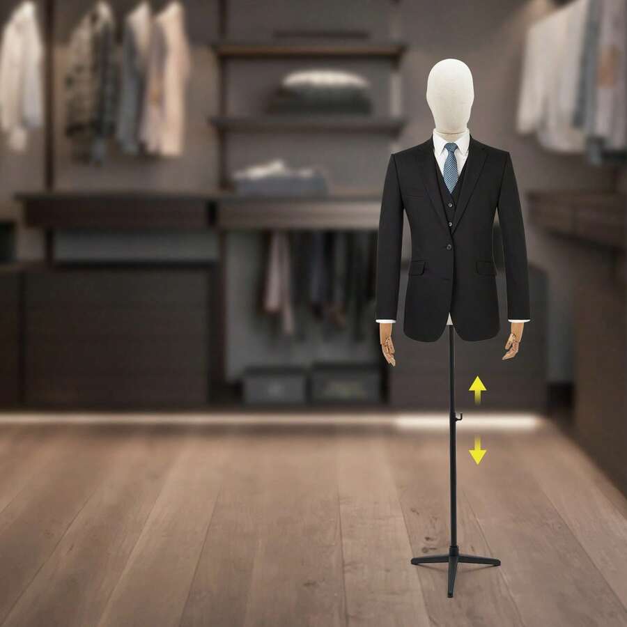 YUNRUX Men's Clothing Form Display Metal Stand Height Adjustable Clothing Form Mannequin 53-76 Inch Clothing Store Display Rack