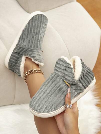Autumn/Winter Couple's Enclosed Heel Slippers, Warm Home Use,Furry Shoes,Fluffy Slippers