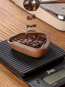 1 pieza Juego de escala de café, plato para granos de café, bandeja de servir, recipiente medidor y cuchara para café de madera de nogal - Marrón - Ver 4