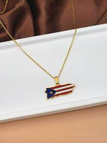 波西米亚度假风格 18K 镀金不锈钢女士项链，长吊坠树脂旗帜，手工抛光，精美设计 - 周年纪念、母亲节、生日、约会、舞会、节日、返校、婚礼的完美礼物 - 适合商务、度假和休闲场合