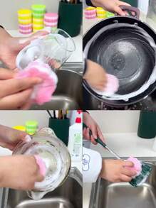 5/3pcs Flower-Shaped Dish Washing Sponges, Scrubbing Pads, Colorful Sponge Brushes For Dishes, Cookware, Glassware, Kitchen Cleaning Tools